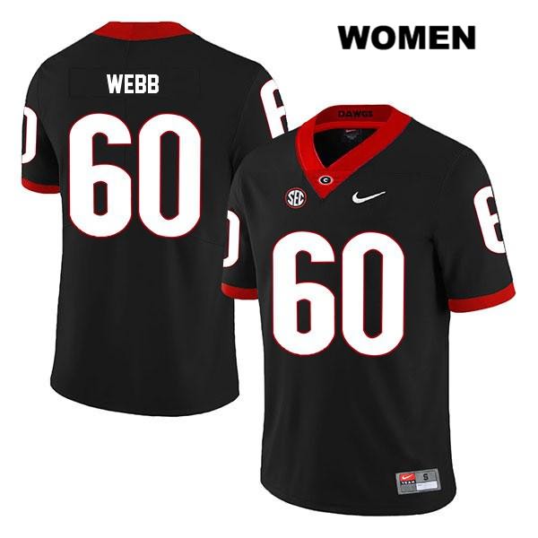 Georgia Bulldogs Women's Clay Webb #60 NCAA Legend Authentic Black Nike Stitched College Football Jersey MZG1156GB